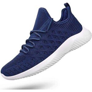 Women's Dark Blue Slip-On Walking Shoes Lightweight Breathable Non-Slip Sneakers